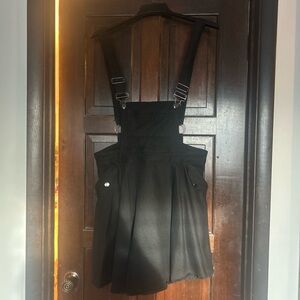 Unique Vintage Black Suspender Skirt with Metal Ring Detail